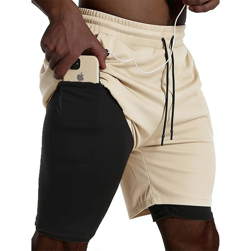 Pantalón Corto Running Doble Capa para Gym, Fitness y Entrenamiento
