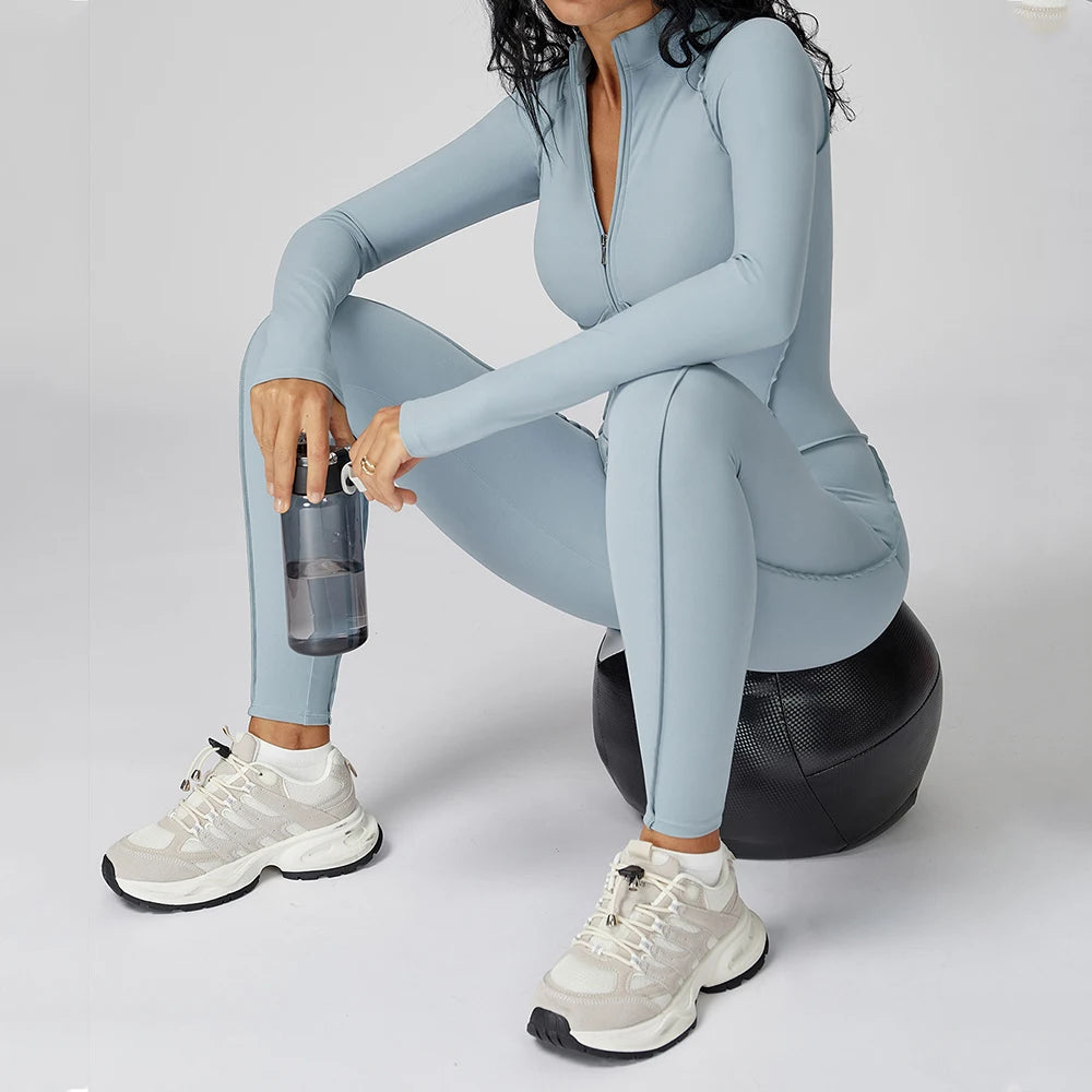 PowerSculpt Zip Suit – Enterizo Deportivo de Manga Larga