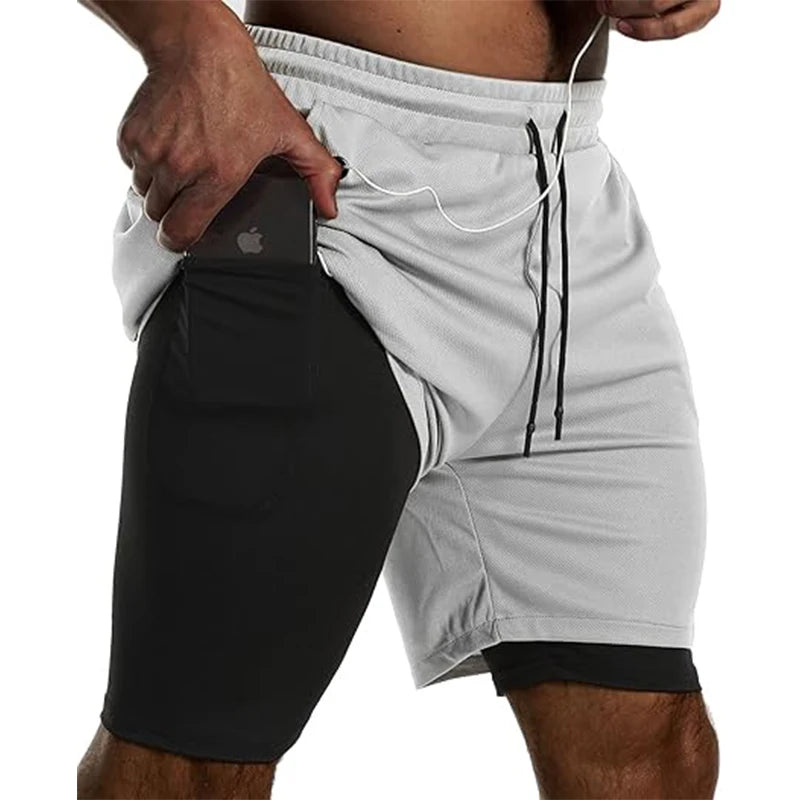 Pantalón Corto Running Doble Capa para Gym, Fitness y Entrenamiento