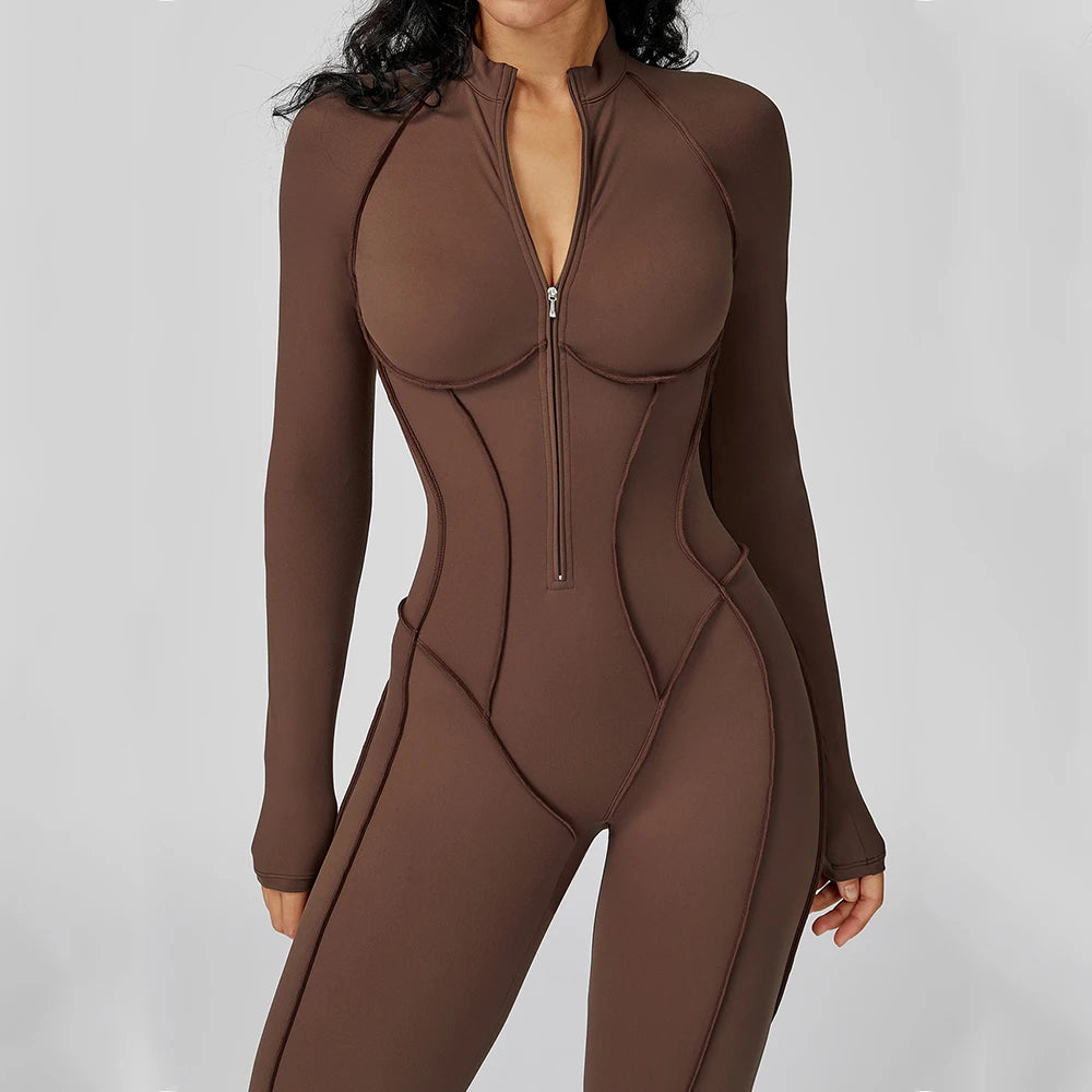 PowerSculpt Zip Suit – Enterizo Deportivo de Manga Larga