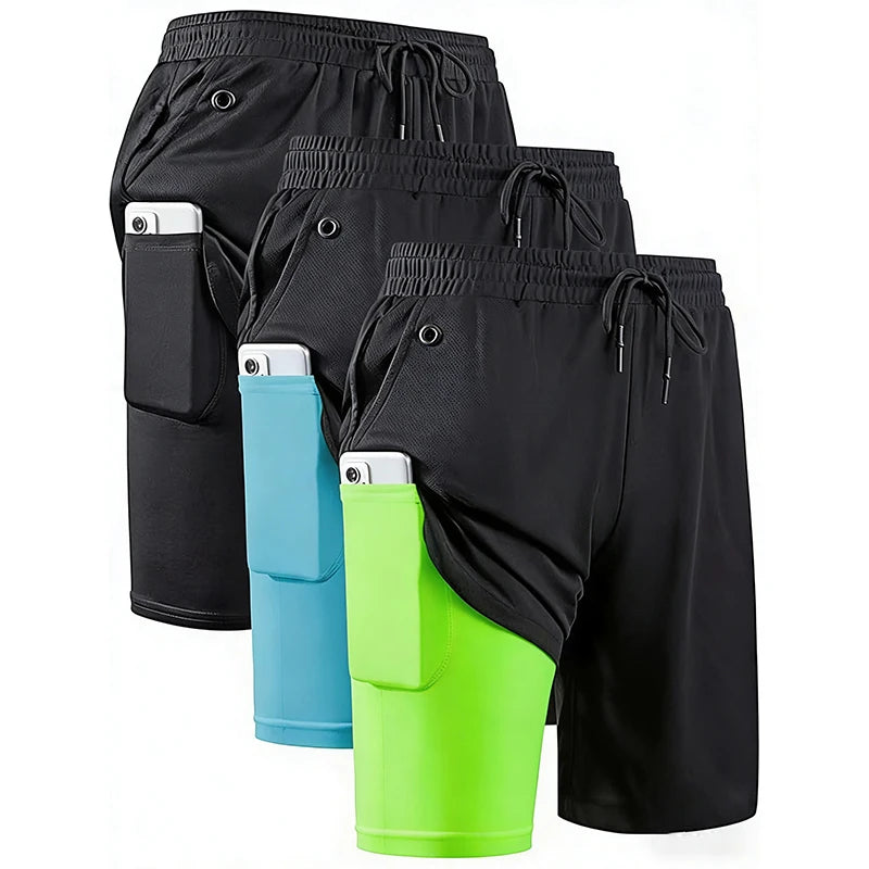 Pantalón Corto Running Doble Capa para Gym, Fitness y Entrenamiento