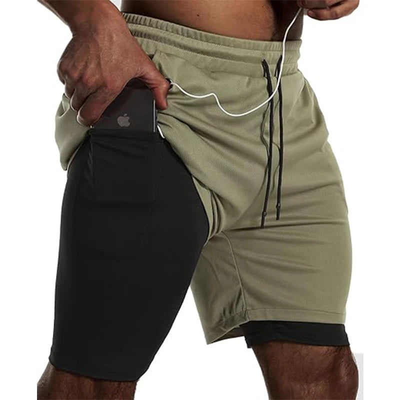Pantalón Corto Running Doble Capa para Gym, Fitness y Entrenamiento