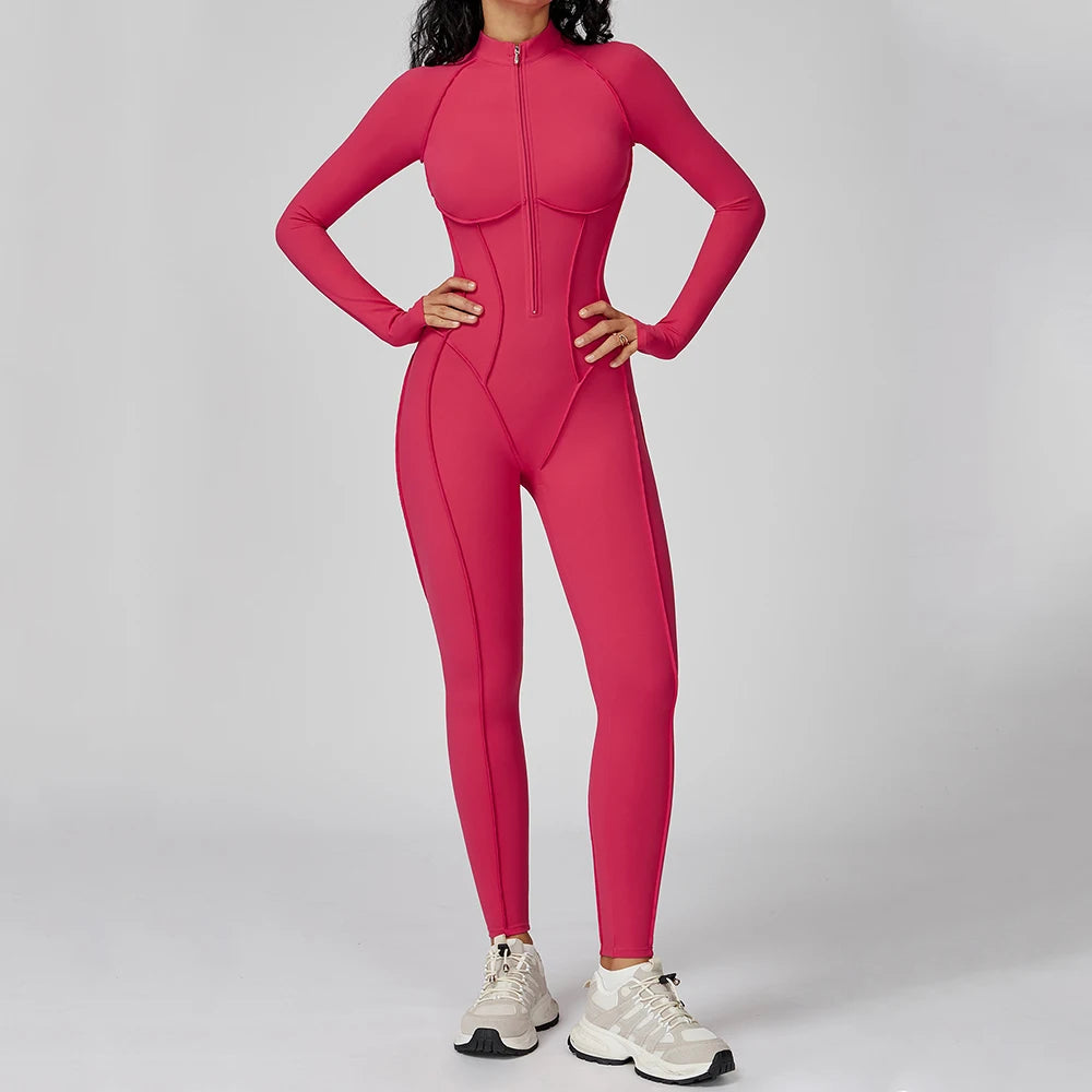 PowerSculpt Zip Suit – Enterizo Deportivo de Manga Larga
