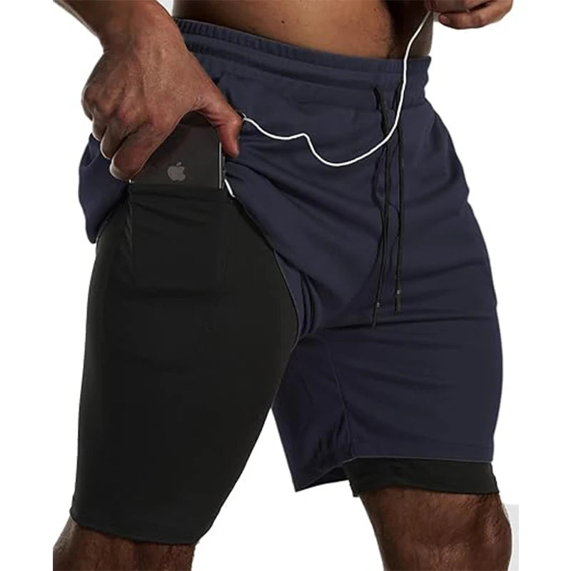 Pantalón Corto Running Doble Capa para Gym, Fitness y Entrenamiento