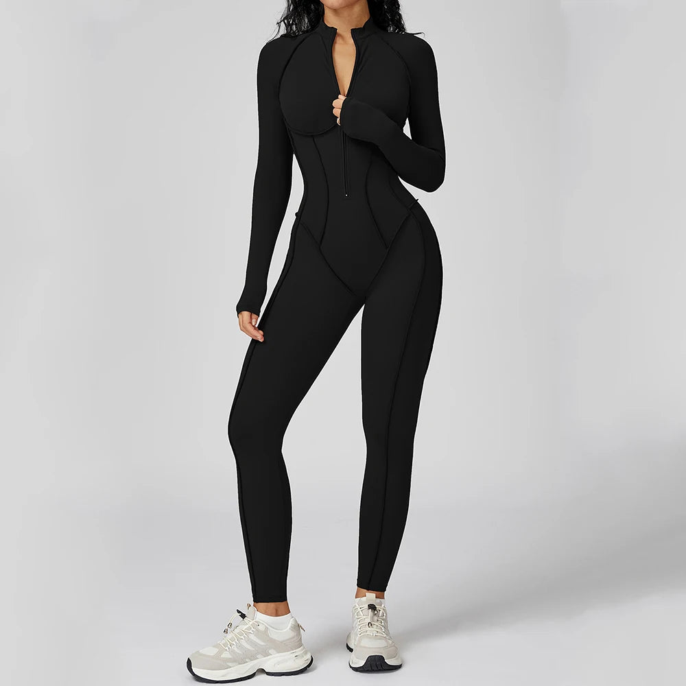 PowerSculpt Zip Suit – Enterizo Deportivo de Manga Larga